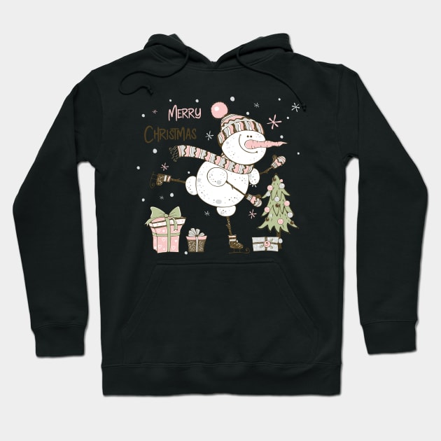 Merry Christmas And Happy New Year Snowman Christmas Tree Perfect Gift for Christmas Day Hoodie by RajaGraphica